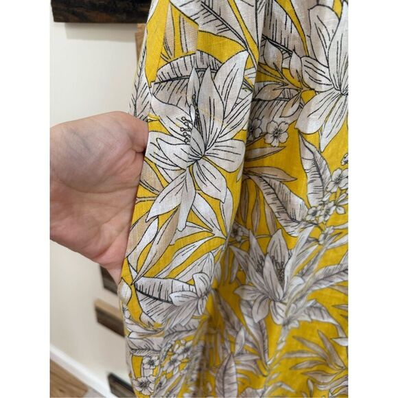 J. Jill  NWT Linen A-Line Midi Dress Daisy Vibrant Tropical  Sz L - Picture 7 of 9